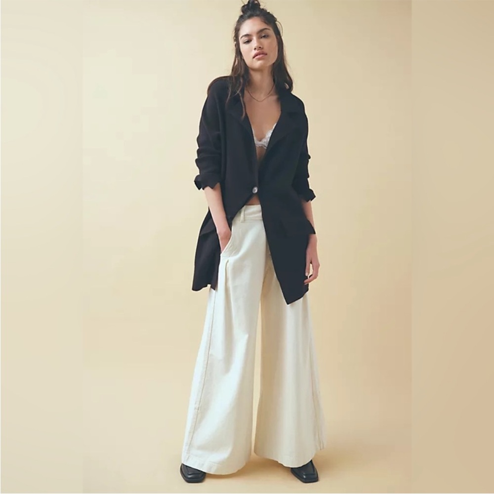 Free People Black Sarah Sweater Ribbed Blazer